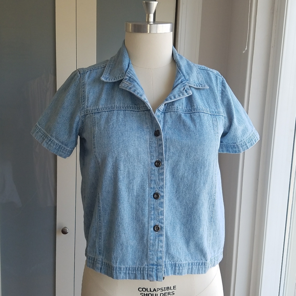 Vintage Denim Short Sleeve Top